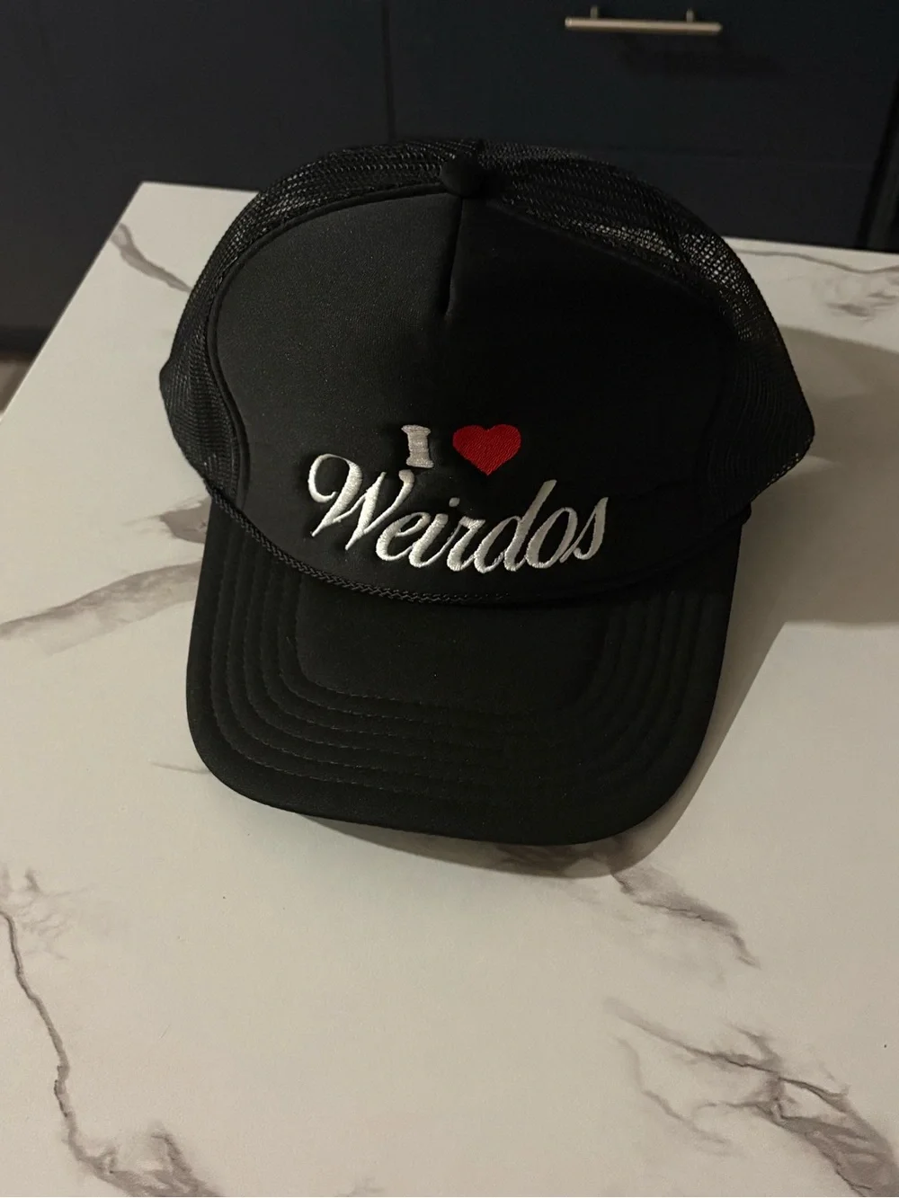 Dressed in LALA I ❤️ Weirdos Black Trucker Hat